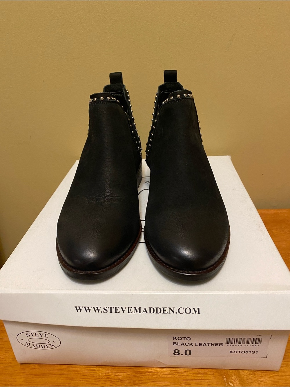 Steve Madden Women Koto Ankle Bootie Black Leather 8